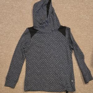 Prana Black and Gray Lightweight Hooded Knit Sweater Size M